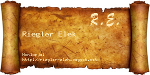 Riegler Elek névjegykártya